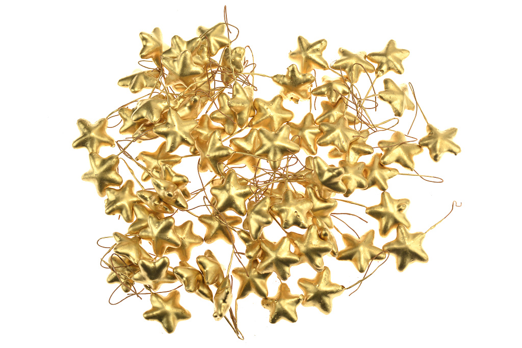 Dekorační hvězdičky (á3cm) - Zlaté, 70ks